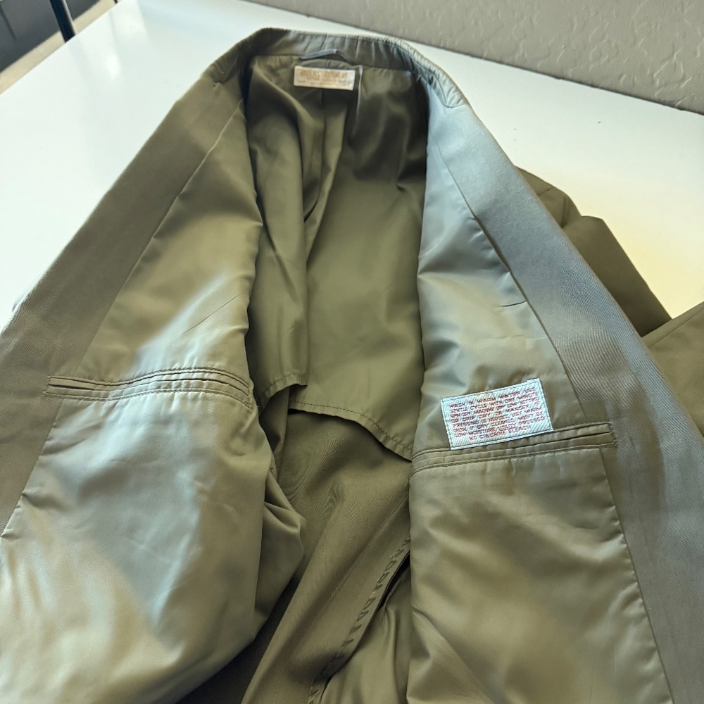Brooks Brothers Makers Vintage Dull Green Cotton Blazer Suit Jacket Mens 45R - Picture 10 of 12